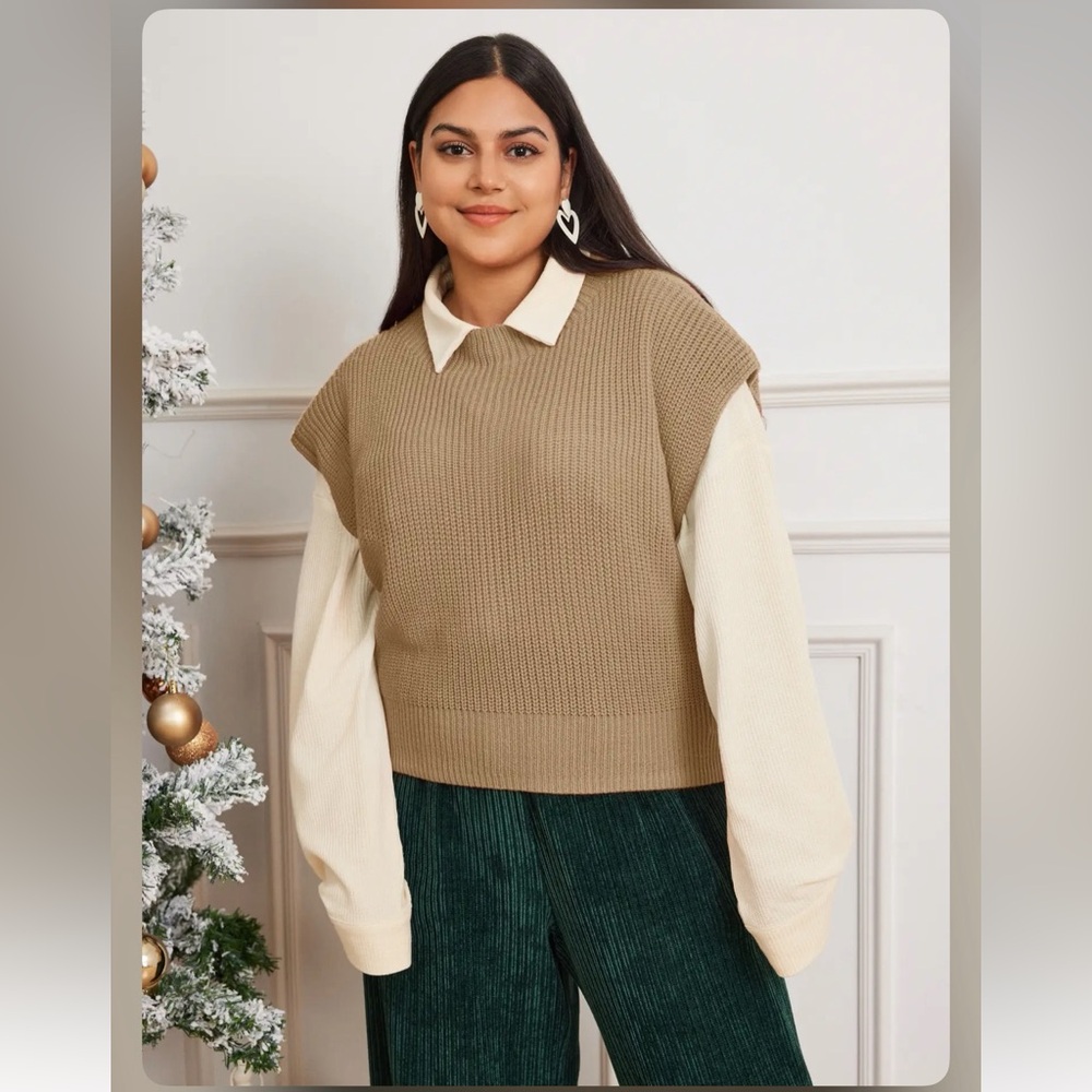 Cider SOLID HIGH NECK KNIT VEST CURVE & PLUS EX5-0XL-20